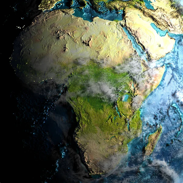 Africa on physical map in the morning — Stock Photo, Image