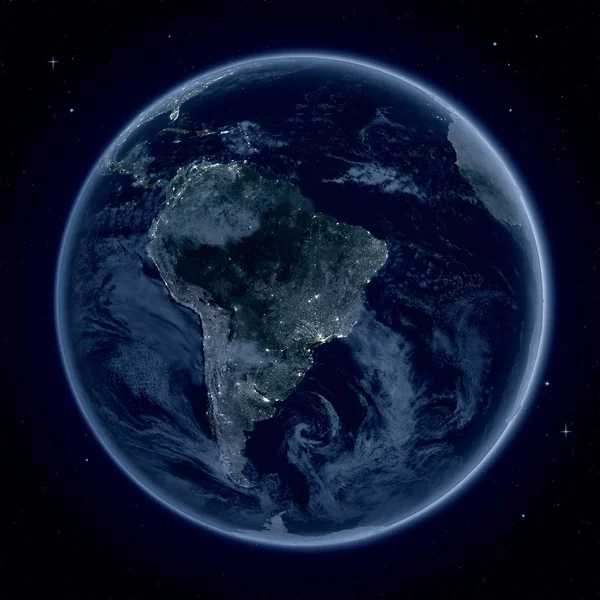 Sudamérica por la noche desde el espacio —  Fotos de Stock
