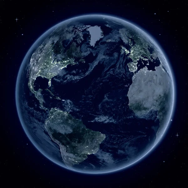 Półkuli północnej w nocy z kosmosu — Zdjęcie stockowe