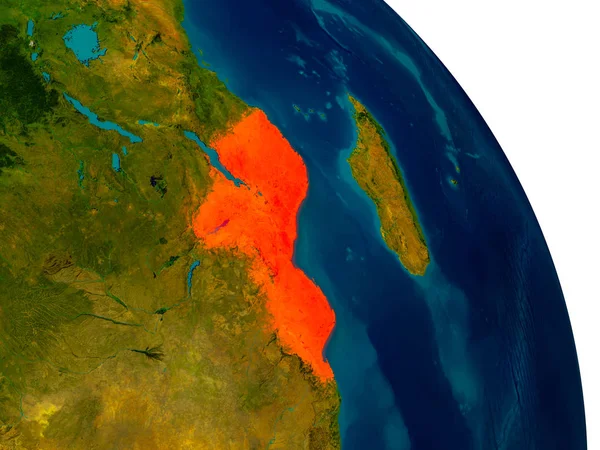 Mozambique op model van planeet aarde — Stockfoto