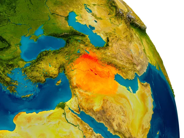 Iraque no modelo do planeta Terra — Fotografia de Stock