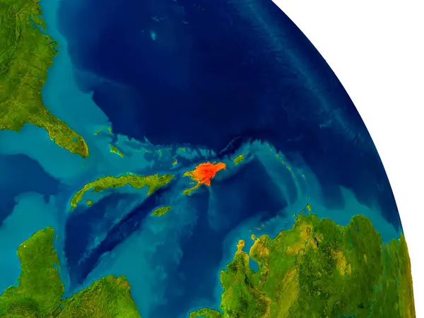 Домініканська Республіка на моделі планети Земля — стокове фото