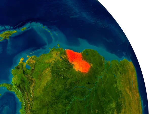 Guiana no modelo do planeta Terra — Fotografia de Stock