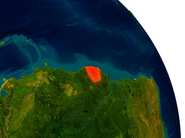 Guiana Francesa no modelo do planeta Terra — Fotografia de Stock