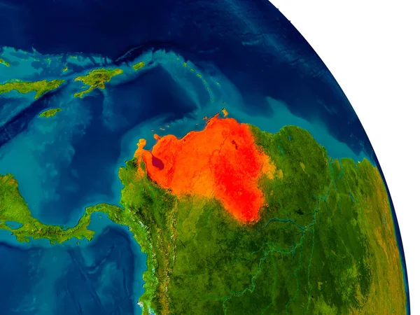 Venezuela no modelo do planeta Terra — Fotografia de Stock