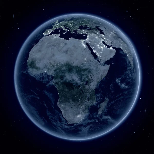 Afrika 's nachts vanuit de ruimte — Stockfoto