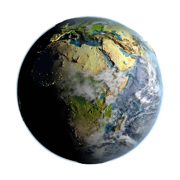 Afrika op de gedetailleerde planeet aarde — Stockfoto