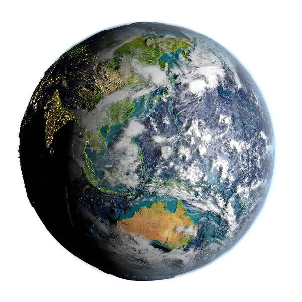 Oost-Azië op de gedetailleerde planeet aarde — Stockfoto