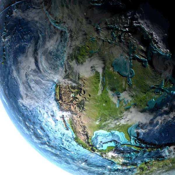 Північна Америка на землі в сутінках — стокове фото