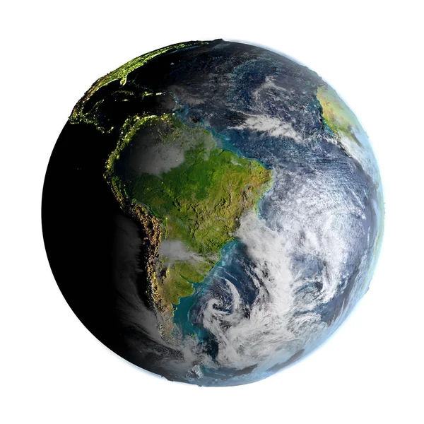 Ameryka Południowa na szczegółowe planety ziemi — Zdjęcie stockowe
