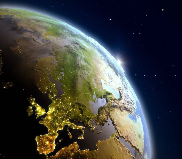 Alba sopra l'Europa — Foto Stock