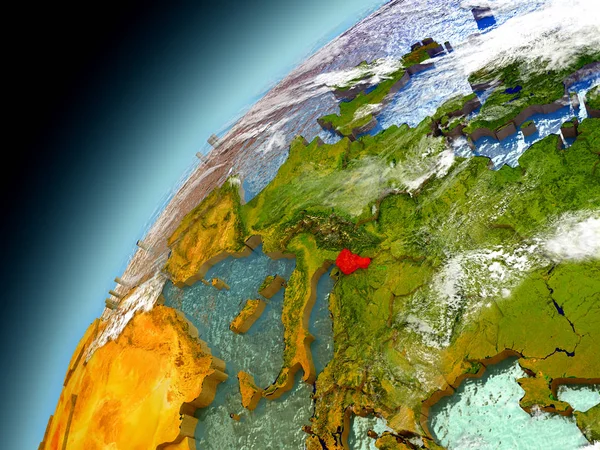 Eslovenia desde la órbita del modelo Tierra — Foto de Stock