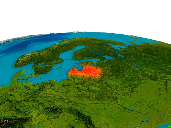 Łotwa na modelu planety ziemi — Zdjęcie stockowe