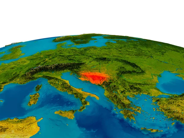 Боснії на моделі планети Земля — стокове фото