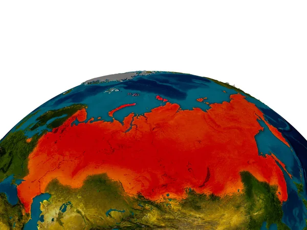 Rosja na modelu planety ziemi — Zdjęcie stockowe