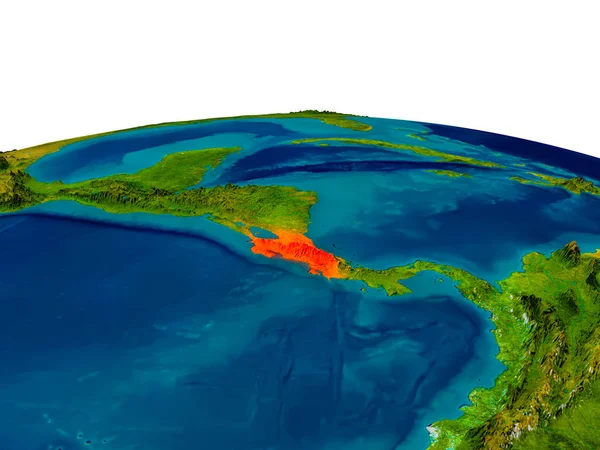 Kostaryka na modelu planety ziemi — Zdjęcie stockowe
