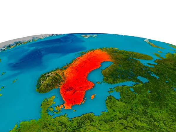 Suecia en el modelo del planeta Tierra —  Fotos de Stock