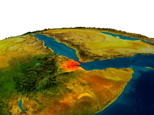 Dschibuti am Modell des Planeten Erde — Stockfoto