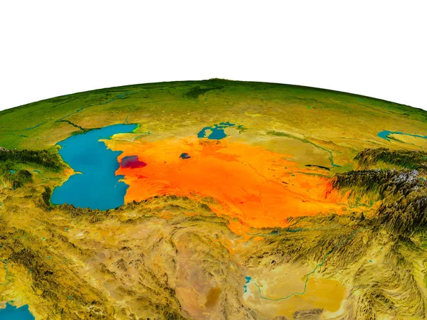 Turkmenistán en el modelo del planeta Tierra —  Fotos de Stock