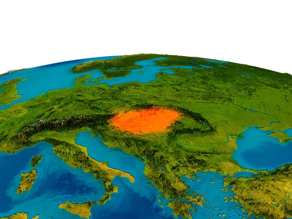 Węgry na modelu planety ziemi — Zdjęcie stockowe