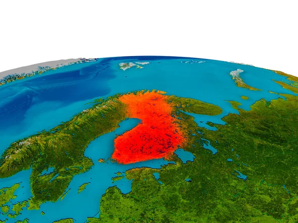 Finlândia no modelo do planeta Terra — Fotografia de Stock