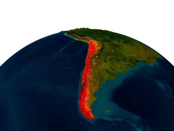 Chile no modelo do planeta Terra — Fotografia de Stock