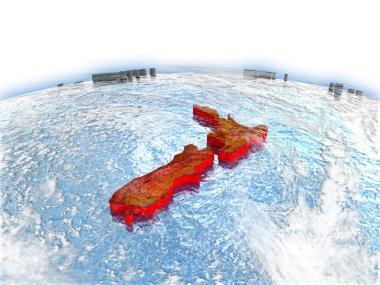 New Zealand on globe