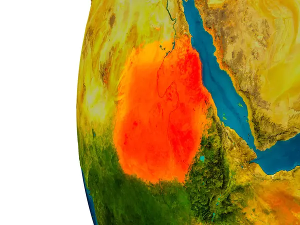 Sudão no modelo do planeta Terra — Fotografia de Stock