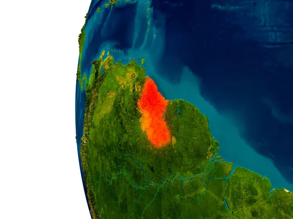 Guyana en el modelo del planeta Tierra —  Fotos de Stock