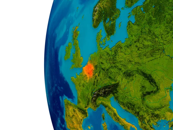 Belgia na modelu planety ziemi — Zdjęcie stockowe
