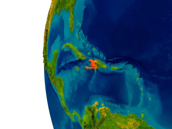 Haïti sur modèle de la planète Terre — Photo