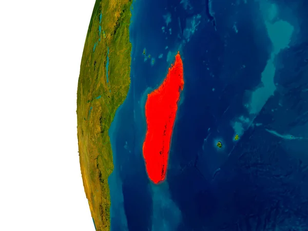 Madagaskar op model van planeet aarde — Stockfoto