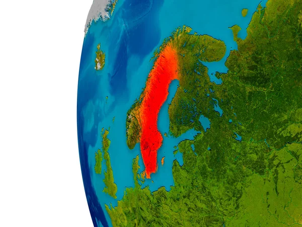 Szwecja na modelu planety ziemi — Zdjęcie stockowe