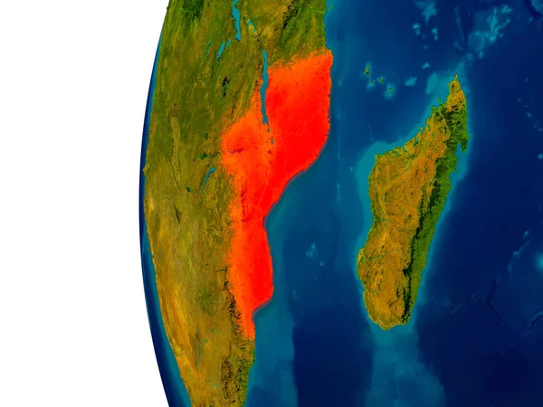 Мозамбик на модели планеты Земля — стоковое фото