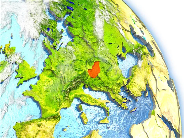 Hungary on model of Earth — Stock Photo, Image