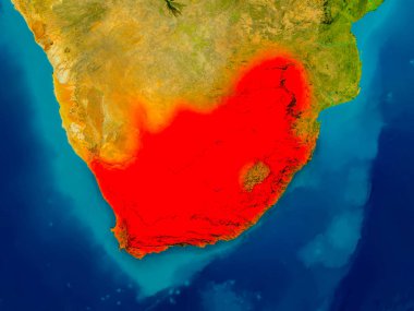 Güney Afrika fiziksel harita üzerinde