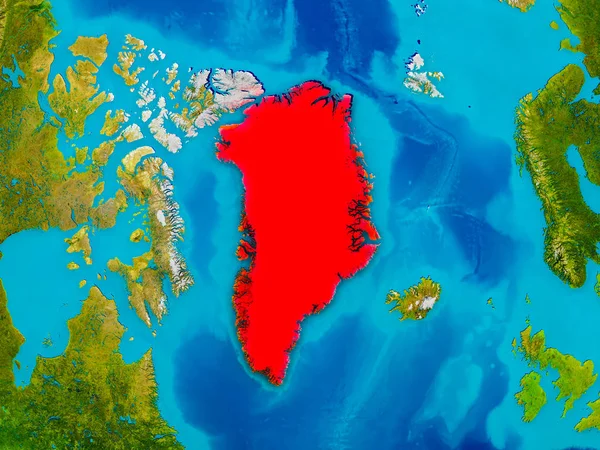 Гренландия на физической карте — стоковое фото