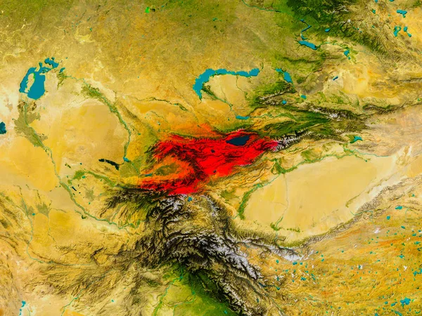 실제 지도에 키르기스스탄 — 스톡 사진