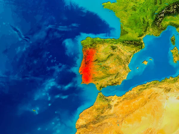Portugal auf physischer Karte — Stockfoto