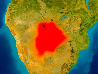 Botsvana fiziksel harita üzerinde