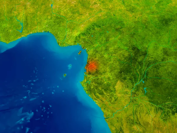 Äquatorialguinea auf physischer Karte — Stockfoto