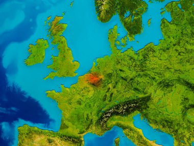 Belçika fiziksel harita üzerinde