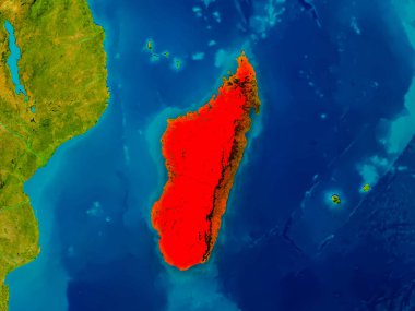 Madagaskar fiziksel harita üzerinde
