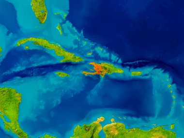 Haiti fiziksel harita üzerinde
