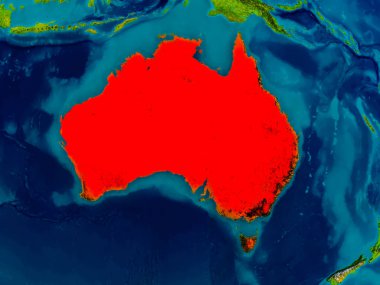 Avustralya fiziksel harita üzerinde