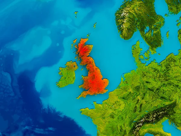 Velká Británie na fyzické mapy — Stock fotografie