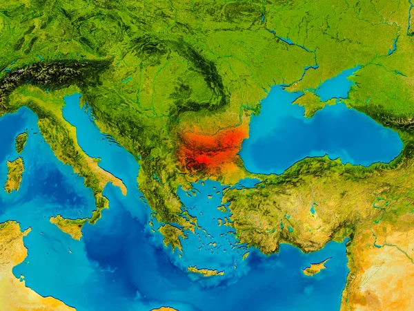 Bułgaria na Mapa fizyczna — Zdjęcie stockowe