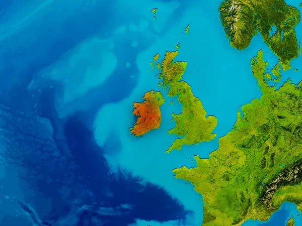 Irsko na fyzické mapě — Stock fotografie