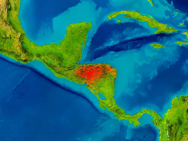 Honduras na Mapa fizyczna — Zdjęcie stockowe