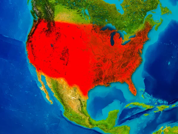 アメリカの物理的な地図で — ストック写真